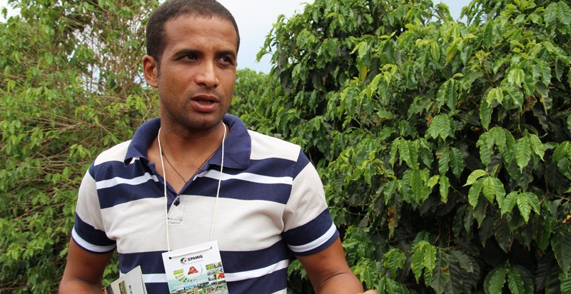 Elias Fernandes, produtor de café em Três Pontas, iniciou-se na atividade leiteira em busca de diversificação de renda em sua propriedade. Foto: Erasmo Reis - EPAMIG